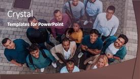  Presentation with photo - PPT theme consisting of top-view-photo-of-group background and a tawny brown colored foreground