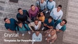  Presentation with photo - Presentation design enhanced with top-view-photo-of-group background and a gray colored foreground