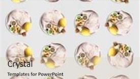  Presentation with oregano - Beautiful PPT theme featuring top view photo of turkey leg with lemon garlic oregano black pepper olive oil and potatoes pattern backdrop and a lemonade colored foreground