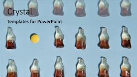  Presentation with candy - Cool new slide deck with top view picture of a lot of sweeties chewing candy in bottle form over blue table background backdrop and a light blue colored foreground