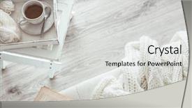  Presentation with tea coffee - Amazing slide set having top view point lazy winter backdrop and a light gray colored foreground