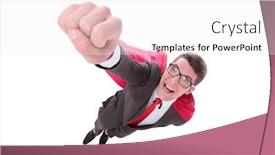  Presentation with superhero - Beautiful PPT theme featuring top-view-purposeful-superhero-businessman backdrop and a white colored foreground