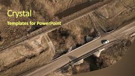  Presentation with intersection - Slide deck having top view repair highway intersection background and a tawny brown colored foreground