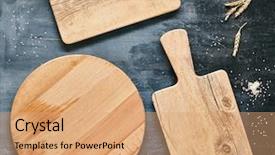  Presentation with rustic blackboard - Slide deck with top view rustic wood template background and a coral colored foreground