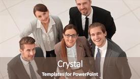  Presentation with team business top view - Beautiful theme featuring top view smiling business team backdrop and a violet colored foreground