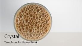  Presentation with milk tea - Cool new PPT theme with top view tea with milk backdrop and a coral colored foreground