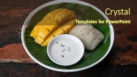  Presentation with dessert - Colorful PPT theme enhanced with top view thai dessert mango backdrop and a wine colored foreground