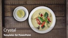  Presentation with chicken curry - Amazing slide deck having top view thai food chicken backdrop and a tawny brown colored foreground