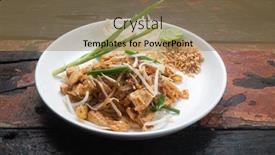 Presentation with pad thai - Colorful presentation theme enhanced with top view thai food pad backdrop and a coral colored foreground