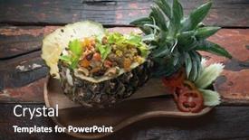  Presentation with thai food - Presentation design having top view thai food pineapple background and a wine colored foreground