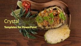  Presentation with thai food - PPT theme featuring top view thai food pineapple background and a tawny brown colored foreground