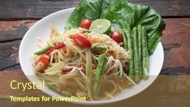  Presentation with thai food - PPT theme having thai food rice noodle papaya background and a coral colored foreground
