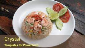  Presentation with thai food - Presentation featuring top view thai food shrimp background and a tawny brown colored foreground