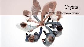  Presentation with team business top view - Presentation theme consisting of top view the business team background and a coral colored foreground