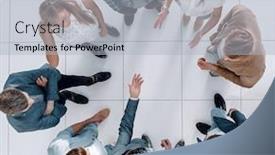  Presentation with brainstorming top view - Amazing slide set having top-view-the-business-team backdrop and a light gray colored foreground