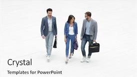  Presentation with team business top view - Slides with top view three modern business background and a white colored foreground