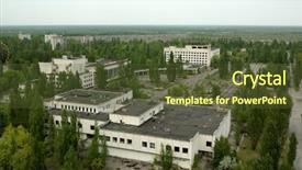  Presentation with chernobyl disaster - Slides featuring top view to chernobyl background and a tawny brown colored foreground