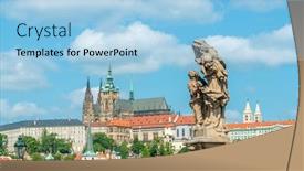  Presentation with prague - Presentation theme consisting of red roofs and blue background and a light blue colored foreground