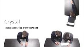  Presentation with people - Audience pleasing theme consisting of top-view-two-business-people backdrop and a white colored foreground