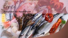  Presentation with prawn - Beautiful slide deck featuring top-view-variety-of-fresh backdrop and a coral colored foreground