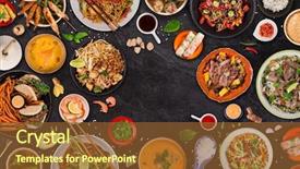  Presentation with asian food - Cool new theme with top view vietnam and thai backdrop and a tawny brown colored foreground