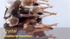  Presentation with walking - Presentation consisting of top-view-walking-young-people background and a tawny brown colored foreground