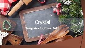  Presentation with cooking utensils - Colorful theme enhanced with top view with chalk board backdrop and a gray colored foreground