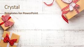  Presentation with flowers on white wooden - PPT layouts having top view with copy-space background and a sky blue colored foreground