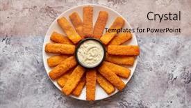  Presentation with dip - Slide deck having top view with copy space background and a coral colored foreground