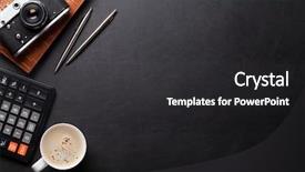  Presentation with flower office desk table - Presentation design consisting of top view with copy space background and a dark gray colored foreground