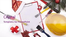  Presentation with construction tools - Theme featuring top view with copy spase background and a sky blue colored foreground