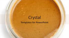  Presentation with peanut butter - Cool new PPT theme with oily bread - glass can top view backdrop and a gold colored foreground