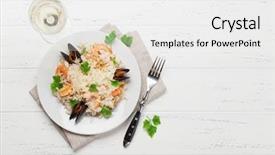  Presentation with wine book cheese - Slide set with top view with white wine background and a white colored foreground