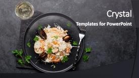  Presentation with wine cheese - Slide deck having top view with white wine background and a dark gray colored foreground