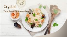  Presentation with wine book cheese - Presentation design with top view with white wine background and a lemonade colored foreground