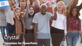  Presentation with multi ethnic group - Presentation featuring top-view-young-multi-ethnic background and a tawny brown colored foreground