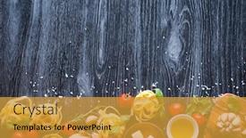  Presentation with italian food - Beautiful presentation theme featuring top view of all the necessary food component to make a classic italian pasta with tomato sauce with basil and olive oil backdrop and a gold colored foreground