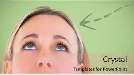  Presentation with green grass artificial top - Colorful presentation theme enhanced with woman's head and green backdrop and a coral colored foreground