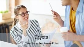  Presentation with diversity students friends happiness concept - Beautiful presentation featuring topic of lecture after class backdrop and a light blue colored foreground