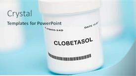  Presentation with ointment cream - Theme with topical-corticosteroid-used-to-treat background and a light blue colored foreground