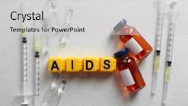  Presentation with medical equipment - Beautiful theme featuring topical drug - aids word and medical equipment backdrop and a light gray colored foreground