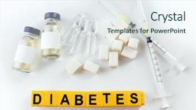  Presentation with medical equipment - Audience pleasing slide deck consisting of topical drug - diabetes word and medical equipment backdrop and a sky blue colored foreground