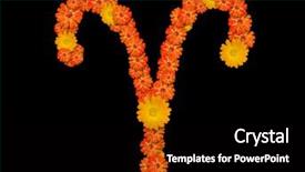  Presentation with zodiac - Amazing presentation theme having topical flowers - aries sign of the zodiac backdrop and a black colored foreground