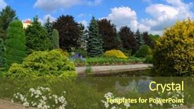  Presentation with japanese flowers - Colorful theme enhanced with topical flowers - japanese garden backdrop and a tawny brown colored foreground