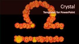  Presentation with zodiac - Presentation theme enhanced with topical flowers - libra sign of the zodiac background and a wine colored foreground