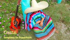  Presentation with man on top of mountain - Colorful PPT theme enhanced with topical flowers - mexican lazy sombrero hat man backdrop and a  colored foreground