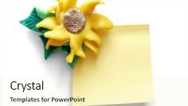  Presentation with yellow paper - Presentation consisting of topical flowers - yellow note paper with artificial background and a  colored foreground