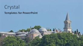  Presentation with istanbul - Presentation consisting of topkapi palace in istanbul - turkey background and a light blue colored foreground