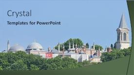  Presentation with istanbul - Beautiful presentation design featuring topkapi palace in istanbul - turkey backdrop and a light blue colored foreground