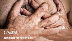  Presentation with heart attack - Presentation theme featuring topless man suffering a heart background and a coral colored foreground